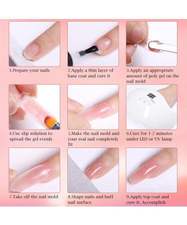 DMQ Poly Gel Nail Kit - Clear & Nude Builder Gel Set for Nail Extensions | Starter Kit for Beginners with Form, Brush, and Cuticle Remover - Buy Online on GoSupps.com