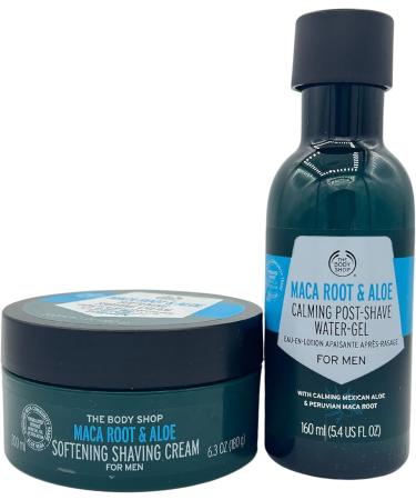 The Body Shop Maca Root & Aloe Softening Shaving Cream 200ml & Calming Post Shave Water Gel 160ml for Men - Buy Online on GoSupps.com