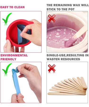 Silicone Wax Warmer Liner Set with Spatulas - Non-Stick Reusable Pot and Bowl Replacement for Hair Removal (Pink+Blue) - Buy Online on GoSupps.com