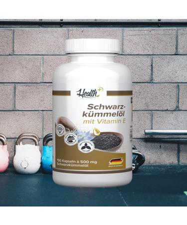 Health+ Black Cumin Oil 150 Capsules with Vitamin E - Premium Quality Made in Germany | Buy Internationally - Buy Online on GoSupps.com
