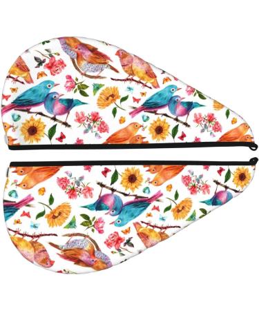 Hair Towel Wrap for Quick Drying | Button Turban & Head Towel - Flowers Birds & Butterflies Design - Buy Online on GoSupps.com