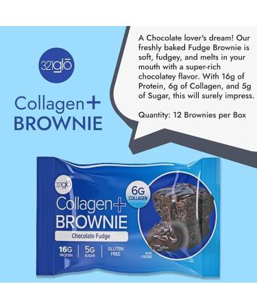 321glo Collagen Protein Brownie | Gluten Free  Low Sugar | Keto Snack 16g Protein  6g Collagen | 12 Pack (Chocolate Fudge) - Buy Online on GoSupps.com