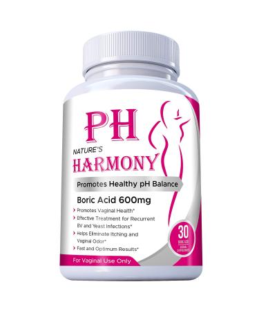 PURE PLANT HOME Boric Acid Suppositories Nature's Harmony 30 Count 600 mg 100% Pure Made in USA