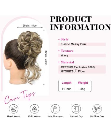 REECHO Messy Bun Hair Piece - Medium Brown with Highlights | Tousled Updo Elastic Hair Bun for Women - Synthetic Donut Hair Accessories - Buy Online on GoSupps.com