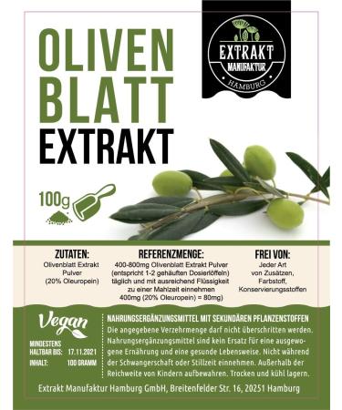 Buy Olive Leaf Extract Powder 100g | Pure Vegan & Additive-Free | High Dose & Lab Tested | Naturrein Germany - Buy Online on GoSupps.com