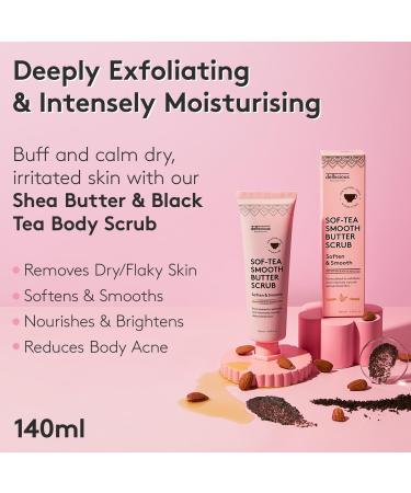 Delhicious Black Tea Body Scrub - Natural Vegan Exfoliator for Very Dry Skin | Hydrating Moisturizer with Shea Butter & Almond Oil - 140ml - Buy Online on GoSupps.com