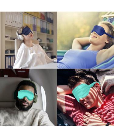 100% Silk Sleep Mask 2 Pack - Navy & Light Green - Soft Eye Cover for Sleeping - Blindfold for Women and Men - Travel Eyeshade with Elastic Strap - Buy Online on GoSupps.com