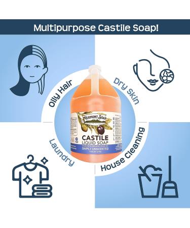 Vermont Castile Soap Unscented - Gentle Liquid Soap for Sensitive Skin | Organic Hair Shampoo & Body Wash - Aloe Castile Soap for Men & Women - 128 Fl Oz - Buy Online on GoSupps.com