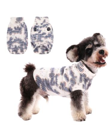 Cit toile warm winter dog sweater soft and comfortable knitted dog coat Turtleneck pet clothing for the cold weather color gradient set for small medium pets blue s small colored blue