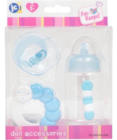 JC Toys 3-Piece Doll Accessory Set - Bottle Pacifier & Rattle for Kids | Fits All Wrists Up to 50 cm | Perfect Gift for Ages 2+ - Buy Online on GoSupps.com