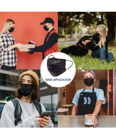 Black Disposable Face Masks 100 Pack - 3 Ply Breathable Adult Dust Masks - Buy Online on GoSupps.com