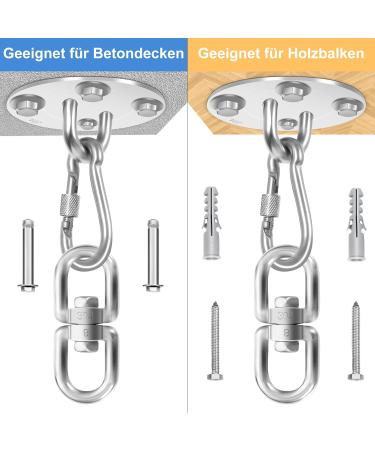 Realbrite Punching Bag Bracket - Stainless Steel Ceiling Hooks for 450kg Bags | Durable & Bomb-Resistant | 2-Piece 180 Ceiling Attachment - Buy Online on GoSupps.com