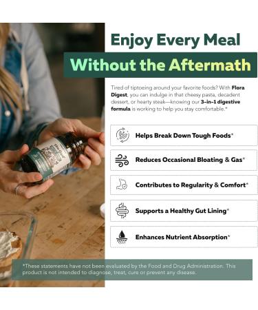 Flora Digest - 3-in-1 Max Strength Digestive Enzymes + Gut Surviving Probiotics & ButyraGen Postbiotic for Optimal Digestion Bloating Relief Regularity Gut Lining & Colon Support - (30 Capsules) 30 Count (Pack of 1) - Buy Online on GoSupps.com