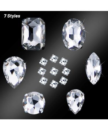 156 Pieces Sew on Rhinestones Claw Flatback Crystal Prong Setting Gems for DIY Crafts - White - Buy Online on GoSupps.com