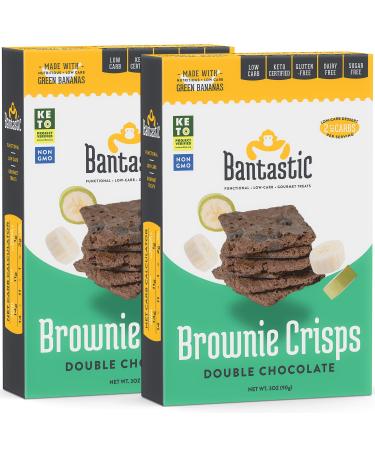 Bantastic Brownie Keto Snack, Double Chocolate Crisps - Crunchy Thin, Naturally Sweet Sugar Free Brownies Snack with Chocolate Chips, Gluten Free, Low Carb, Dairy Free, 3 Oz Ea (Pack of 2) Chocolate 3 Ounce (Pack of 2)