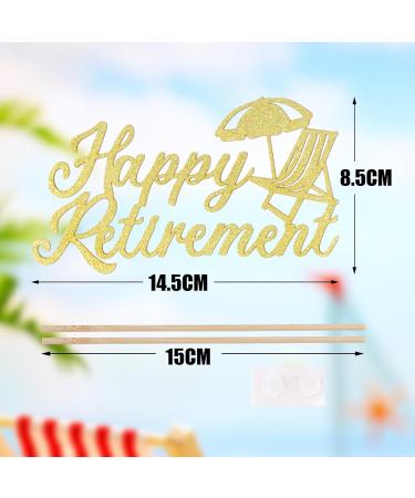 Happy Retirement Gold Cake Topper Glitter Paper Cake for Decorations Supplies Retirement Party for Friends Familly - Buy Online on GoSupps.com