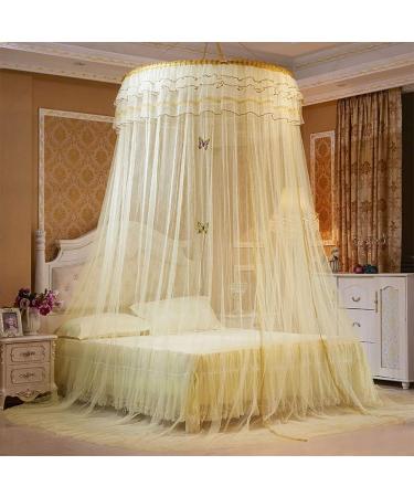 Cikonielf Net Breathable Round Canopy Lace Princess Bed Curtain - Beige | International Shipping Available - Buy Online on GoSupps.com