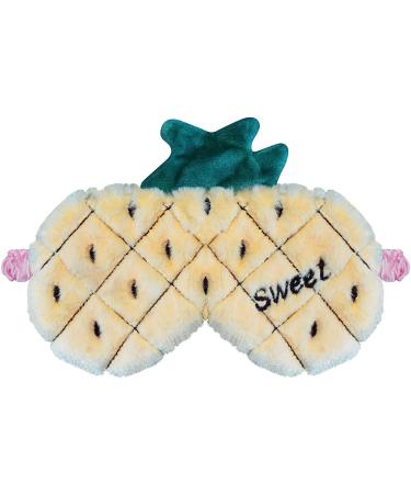 Ulife mall pineapple mask children soft fluffy plush eyelashes funny novelty fruits eye mask eye cover shadow for girls boys women night sleep meditation (yellow pineapple) yellow pineapple