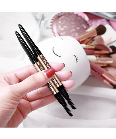 Makeup Brow Pencil - Eyebrow Pencil Double-Headed | Auto-Rotating Triangle Eyebrow Pencil Pencil Waterproof Long Lasting Eyebrow Pencil with Brush Rowces Grey - Buy Online on GoSupps.com