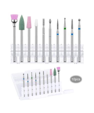 10 pieces of professional diamond bits for nail cutter grinding body set for manicure nail care removing cuticle kit alloyed tungsten steel bits (01)