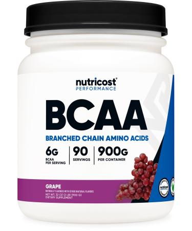 Nutricost BCAA Powder (Grape 90 Servings) - Optimal 2:1:1 Ratio Vegetarian Non-GMO