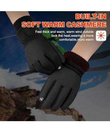 Alisxm Waterproof Touchscreen Winter Gloves for Men & Women - Ideal for Running Skiing Hiking & Cycling | Dark Black - Buy Online on GoSupps.com