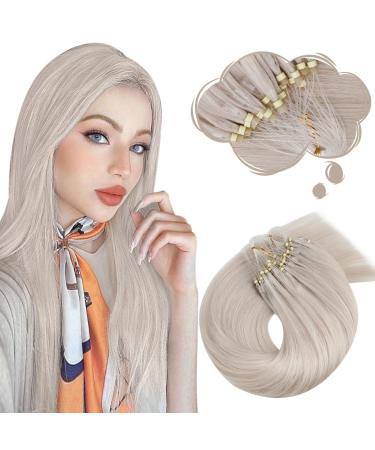 Moresoo Microring Extensions Real Hair Blond 55 cm Hair extension Real hair Microring #60a whiteblond microlink hair extensions Invisible seamless hair extensions 1g/s 50g 55 cm 1.Microring #60A