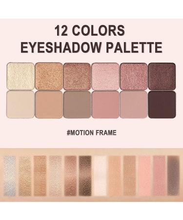 Erinde 12 Colors Eyeshadow Palette - Matte & Shimmer Eye Shadows for High Pigmented, Smooth & Blendable Natural Eye Look - Pink Brown Korean Glitter Makeup - Buy Online on GoSupps.com