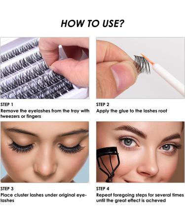 SISILILY Individual Cluster Lashes 60 Pcs Kit - Reusable 3D Eyelash Extensions in C CC D Curl - with Eyelash Glue - 10/12/14/15/16mm Length - DM14 - Buy Online on GoSupps.com