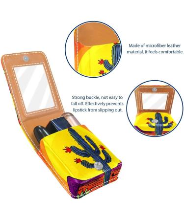 Travel Lipstick Organizer Case | Portable Makeup Bag with Mirror | Green Desert Cactus Design - Shop Now - Buy Online on GoSupps.com