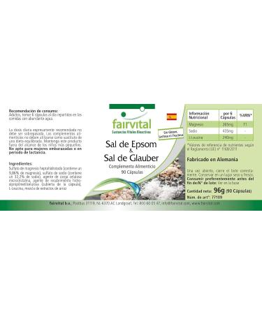 Fairvital | Epsom Salt and Glauber's Salt - Vegan - 90 Capsules - Magnesium sulfate and Sodium sulfate - Buy Online on GoSupps.com