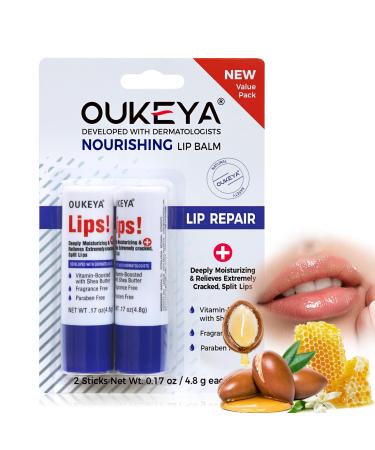 Medicated Lip Balm Hydrating w/Petrolatum Shea Butter Beeswax 100% Natural Ingredients Organic Lip Butter Balm & Moisturizers Lip Repair For Dry Cracked Lips Overnight Lip Treatment 2PCS