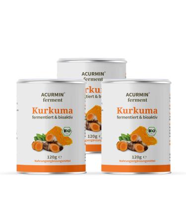 Acurmin Ferment Fermented Organic Turmeric Powder with Postbiotic Effects 1g Turmeric Powder (Pack of 3) 120g (Pack of 3)