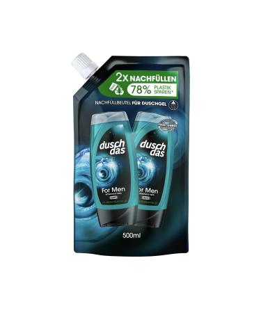 Duschdas 3-in-1 shower gel & shampoo for men refill bag shower bath with Fresh-Energy fragrance formula ensures a refreshing start in the day 500 ml 1 piece