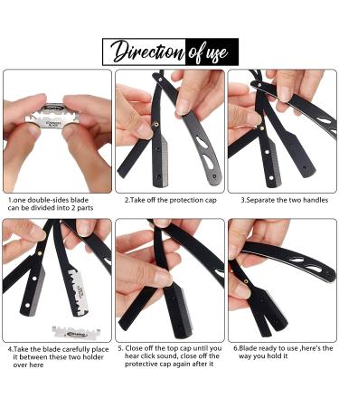 Professional Barber Straight Razor Set with 40 Double Edge Blades and Neck Duster Brush - Buy Online on GoSupps.com