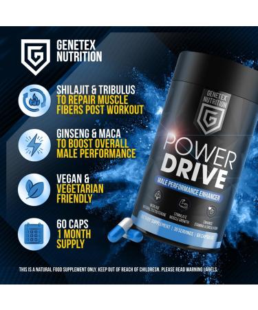 Power Drive Testosterone Booster Supplements for Men: Shilajit Korean Ginseng Maca Tribulus Zinc. Muscle Gain Testosteron Supplements - Boost Stamina Male Performance Endurance & Recovery  - Buy Online on GoSupps.com