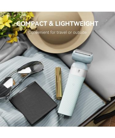 3-in-1 Electric Razor for Women | Dual-Foil Shaver & Rechargeable Bikini Trimmer | Body Hair Removal with Illumination (Light Blue - Buy Online on GoSupps.com