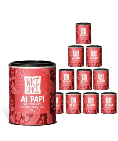 NICE SPICE Chili con Carne 10 Cans (10 x 55g), Seasoning Mix for Mexican Dishes, Tacos, Burritos, Gifts for Home Cooks, Spice Reserve
