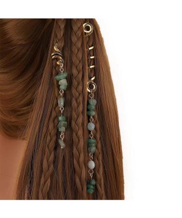 6PCS Colored Natural Stone Pendant Hair Jewelry for Braids - Crystal Dreadlock Accessories for Women and Girls in Green, Pink, Purple - Buy Online on GoSupps.com