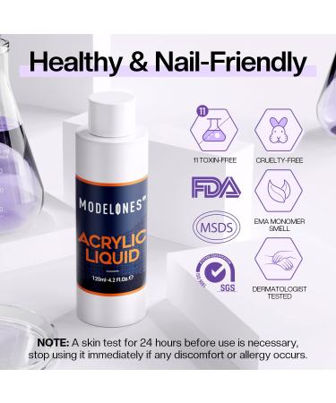 Modelones 4oz Professional Acrylic Nail Liquid - MMA Free, Non-Yellowing Medium Drying Formula - Buy Online on GoSupps.com