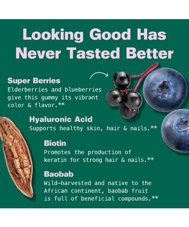 Kuli Kuli Super Gummies - Skin Supplements with Baobab, Elderberry, and Biotin - Helps Support Skin Health - 60 Non-GMO, Gluten-Free Gummies Sour Berry 60 Count (Pack of 1) - Buy Online on GoSupps.com