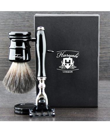 Premium Shaving Set with Synthetic Hair Handles - Triple Blade Razor for a Smooth Shave | International Shipping Available - Buy Online on GoSupps.com