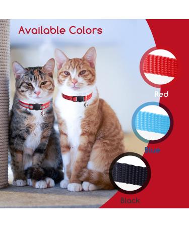 Nobleza Reflective Cat Collars with Bell Quick Release Safety Buckle Kitten Collar Adjustable 20-30cm Suitable for All Girl Boy Cats Kitten Pet (2 Pack Red) - Buy Online on GoSupps.com