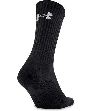 Under Armour Adult Cotton Crew Socks - 6 Black/Gray Pairs (Size Large) - Buy Online on GoSupps.com