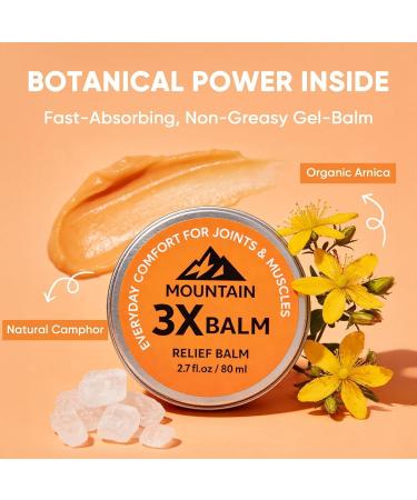 Mountain 3X Relief Balm Mountain 3X Balms with Organic Arnica & Camphor Soothing Body Balm for Neck Hands & Feet with Organic Arnica & Camphor Mountain 3X Relief Balm 2.7fl oz 2.7 Fl Oz (Pack of 1) - Buy Online on GoSupps.com