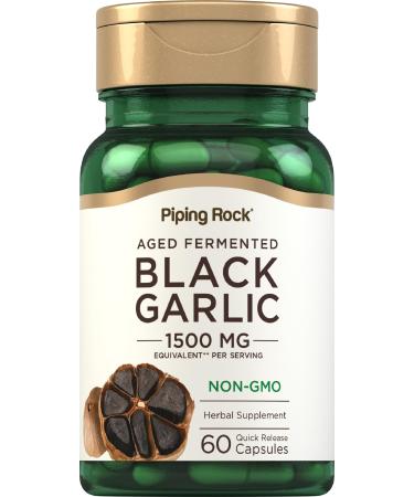 Piping Rock Black Garlic Capsules 1500mg | 60 Count | Aged and Fermented | Non-GMO Gluten Free