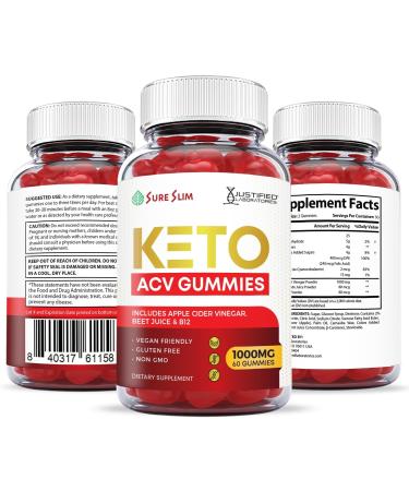 Justified Labs Sure Slim Keto ACV Gummies 1000MG with Pomegranate & Beet Juice - 60 Gummys - Buy Online on GoSupps.com