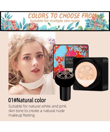 Mushroom Head Air Cushion CC Cream BB Foundation | Moisturizing Concealer Lasting Makeup | Brightening Pigment Liquid Foundation Cushion (Natural) - Buy Online on GoSupps.com