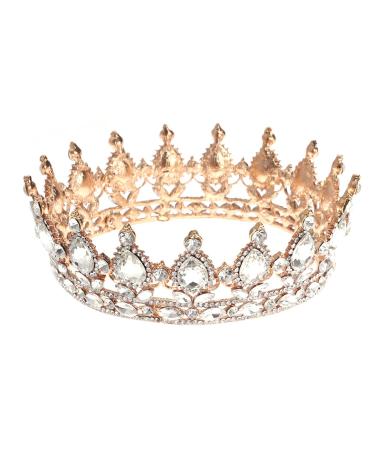 Frcolor Vintage Tiara Crown Crystal Rhinestone Pageant Queen Crown Tiara Hair Accessories