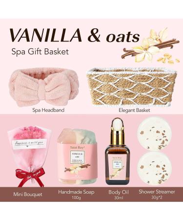 Vanilla Oat Spa Gift Basket - 14 Piece Bath Set for Women with Enriched Shea Butter - Shower Gel, Body Oil, Diffuser, Shower Steamer & More | Perfect Home Spa Gift for Mom - Buy Online on GoSupps.com
